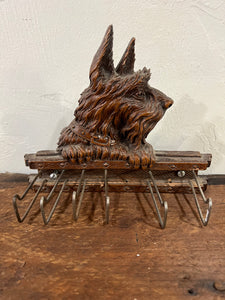 Vintage Syroco Scottie Dog Tie Rack, Mid Century Scottish Terrier Dog Wall Mount Tie Rack