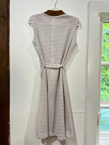 1960s White and Brown Dress