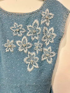 1960s Designer Gene Shelly's Wool Hand Beaded Dress